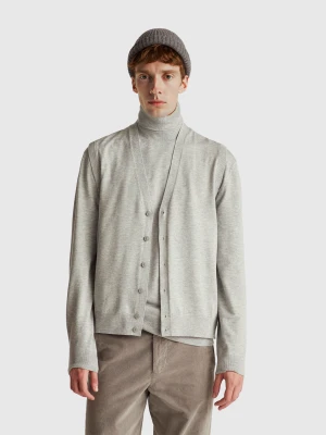 Benetton, Knit Vest In Viscose Blend, Size: XS, Light Gray, Men United Colors of Benetton