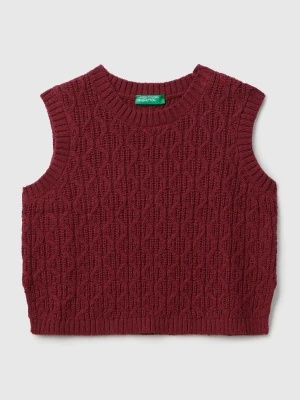 Benetton, Knit Vest, Size: 116, Burgundy, Kids United Colors of Benetton