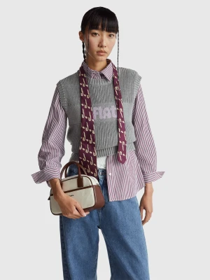 Benetton, Knit Vest With Inlay, Size: OS, Gray, Women United Colors of Benetton