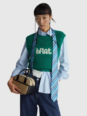 Benetton, Knit Vest With Inlay, Size: OS, Green, Women United Colors of Benetton