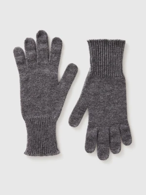 Benetton, Knitted Gloves, Size: OS, Dark Gray, Women United Colors of Benetton