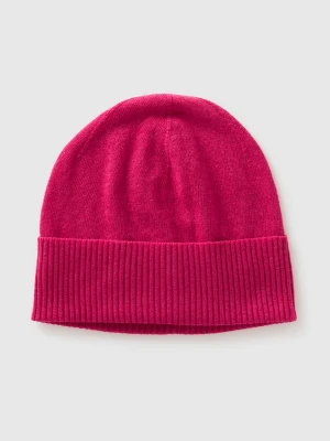 Benetton, Fuchsia Hat In Pure Merino Wool, Size: OS, Cyclamen, Women United Colors of Benetton