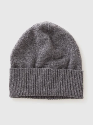 Benetton, Dark Gray Hat In Pure Merino Wool, Size: OS, Dark Gray, Women United Colors of Benetton