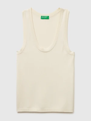 Benetton, Knitted Tank Top, Size: XS, Creamy White, Women United Colors of Benetton