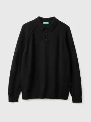 Benetton, L/s Polo Shirt, Size: XS, Black, Men United Colors of Benetton