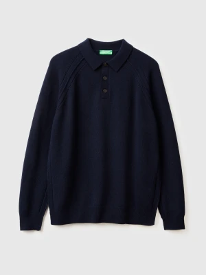 Benetton, L/s Polo Shirt, Size: XS, Dark Blue, Men United Colors of Benetton
