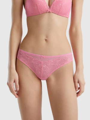 Benetton, Lace And Mesh Underwear, size L, Pink, Women United Colors of Benetton