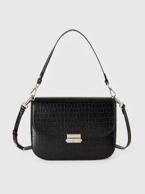 Benetton, Large Black Be Bag With Coconut Print, Size: OS, Black, Women United Colors of Benetton