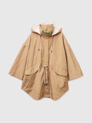 Benetton, Large Parka With Hood, Size: XXS, Camel, Women United Colors of Benetton