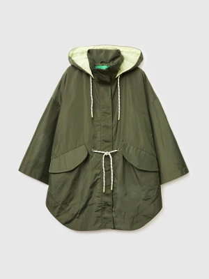 Benetton, Large Parka With Hood, Size: XXS, Military Green, Women United Colors of Benetton