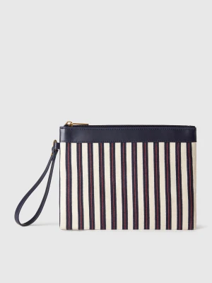 Benetton, Large Striped Clutch, size OS, Dark Blue, Women United Colors of Benetton