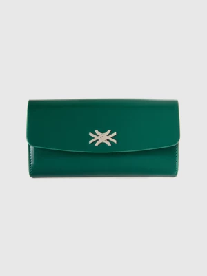 Benetton, Large Wallet In Synthetic Patent Leather, size OS, Dark Green, Women United Colors of Benetton