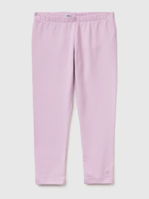 Benetton, Leggings In Stretch Cotton With Logo, Size: 116, Lilac, Kids United Colors of Benetton