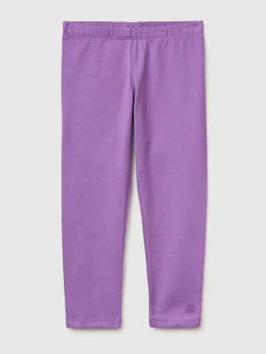 Benetton, Leggings In Stretch Cotton With Logo, Size: 116, Violet, Kids United Colors of Benetton