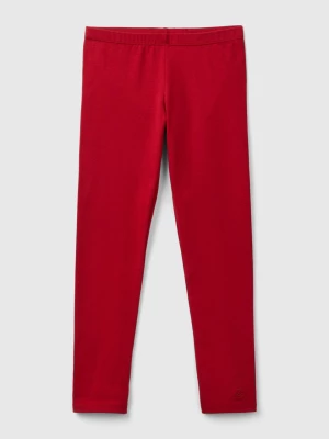 Benetton, Leggings In Stretch Cotton With Logo, size 2XL, Red, Kids United Colors of Benetton