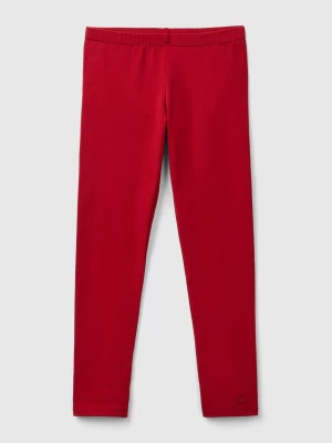 Benetton, Leggings In Stretch Cotton With Logo, size 2XL, Red, Kids United Colors of Benetton