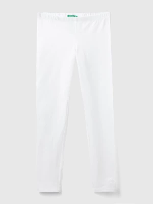 Benetton, Leggings In Stretch Cotton With Logo, size 3XL, White, Kids United Colors of Benetton