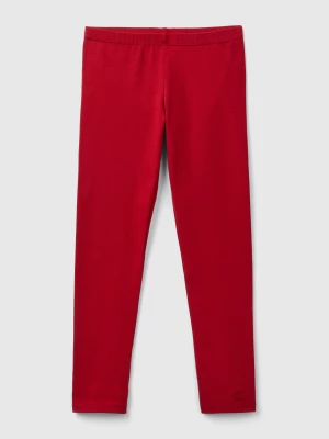 Benetton, Leggings In Stretch Cotton With Logo, size M, Red, Kids United Colors of Benetton