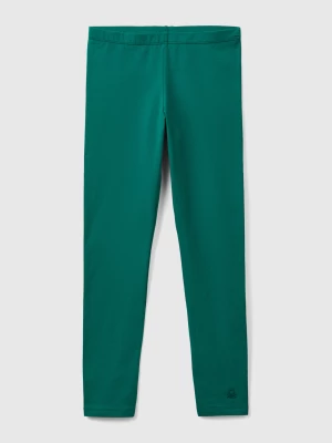 Benetton, Leggings In Stretch Cotton With Logo, size S, Dark Green, Kids United Colors of Benetton