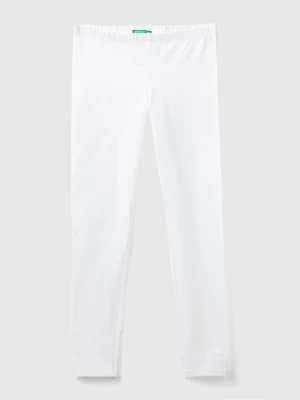 Benetton, Leggings In Stretch Cotton With Logo, size S, White, Kids United Colors of Benetton