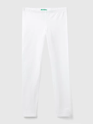 Benetton, Leggings In Stretch Cotton With Logo, size S, White, Kids United Colors of Benetton