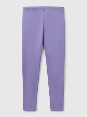 Benetton, Leggings In Stretch Cotton With Logo, size L, Periwinkle, Kids United Colors of Benetton