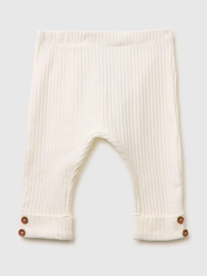 Benetton, Leggings In Stretch Organic Cotton, Size: 82, Creamy White, Kids United Colors of Benetton