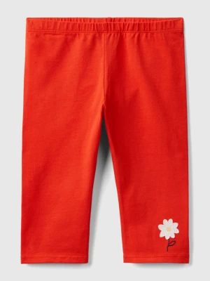 Benetton, Leggings With Embroidered Flowers, size 104, Red, Kids United Colors of Benetton