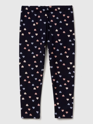 Benetton, Leggings With Red Hearts, Size: 116, Blue, Kids United Colors of Benetton