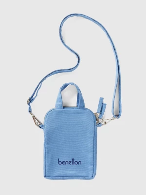 Benetton, Light Blue Cell Phone Holder In Pure Cotton, size OS, Light Blue, Women United Colors of Benetton