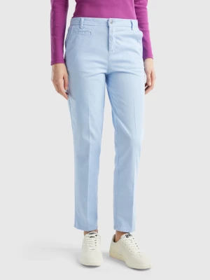 Benetton, Light Blue Slim Fit Cotton Chinos, size , Sky Blue, Women United Colors of Benetton