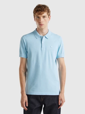 Benetton, Light Blue Slim Fit Polo, size M, Light Blue, Men United Colors of Benetton