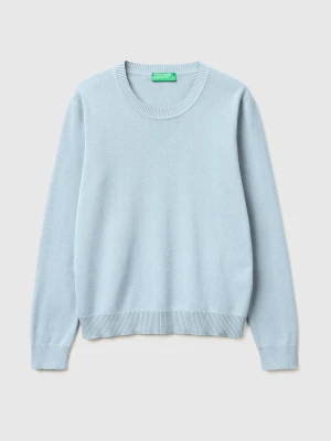 Benetton, Light Blue Sweater In Tricot Cotton, Size: XS, Light Blue, Women United Colors of Benetton