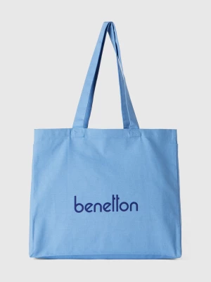 Benetton, Light Blue Tote Bag In Pure Cotton, size OS, Light Blue, Women United Colors of Benetton