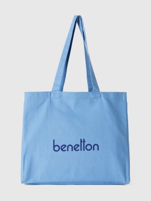 Benetton, Light Blue Tote Bag In Pure Cotton, size OS, Light Blue, Women United Colors of Benetton