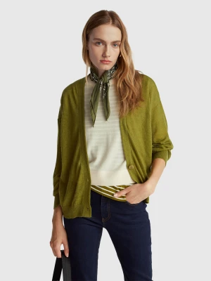Benetton, Light Cardigan In Alpaca Blend, Size: XXS, Military Green, Women United Colors of Benetton