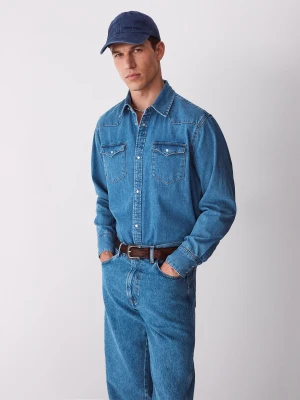 Benetton, Light Denim Western Shirt, Size: XL, Light Blue, Men United Colors of Benetton