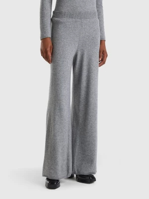 Benetton, Light Gray Wide Leg Trousers In Cashmere And Wool Blend, size M, Light Gray, Women United Colors of Benetton