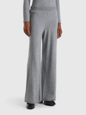 Benetton, Light Gray Wide Leg Trousers In Cashmere And Wool Blend, size S, Light Gray, Women United Colors of Benetton