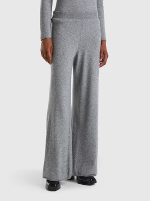 Zdjęcie produktu Benetton, Light Gray Wide Leg Trousers In Cashmere And Wool Blend, size XL, Light Gray, Women United Colors of Benetton