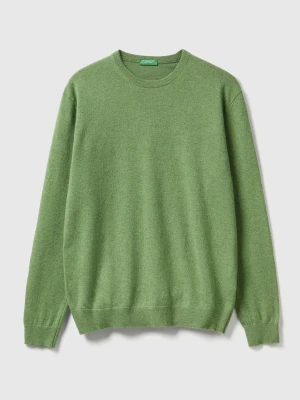 Benetton, Light Marl Green Crew Neck Sweater In Pure Merino Wool, Size: XS, Light Green, Men United Colors of Benetton