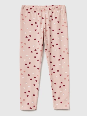 Benetton, Light Pink Leggings With Hearts, Size: 116, Soft Pink, Kids United Colors of Benetton