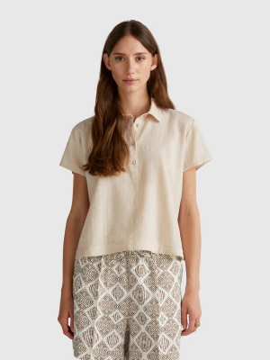 Benetton, Light Short Sleeve Shirt, size XXS, Beige, Women United Colors of Benetton