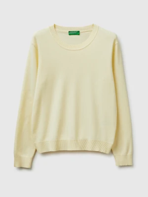 Benetton, Light Yellow Sweater In Cotton Tricot, Size: XS, Yellow, Women United Colors of Benetton
