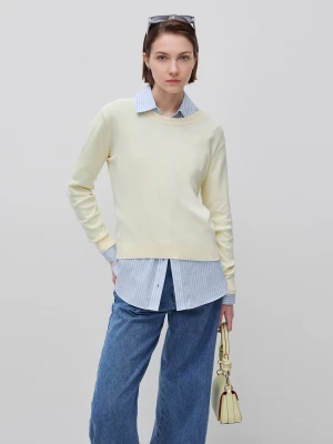 Benetton, Light Yellow Sweater In Cotton Tricot, Size: XS, Yellow, Women United Colors of Benetton
