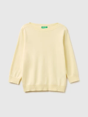 Benetton, Light Yellow Sweater With Boat Neck, Size: XS, Yellow, Women United Colors of Benetton
