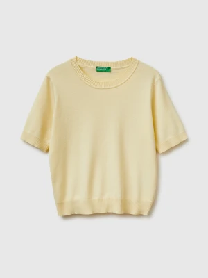Benetton, Light Yellow Sweater With Short Sleeves, Size: XS, Yellow, Women United Colors of Benetton