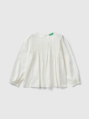 Benetton, Lightweight Blouse In Pure Cotton, size M, Creamy White, Kids United Colors of Benetton