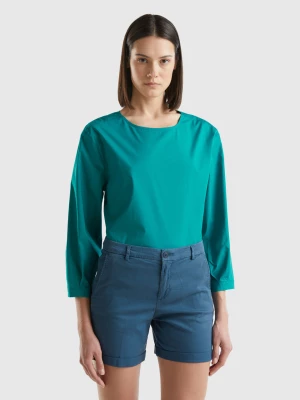 Benetton, Lightweight Cotton Blouse, size XS, Teal, Women United Colors of Benetton