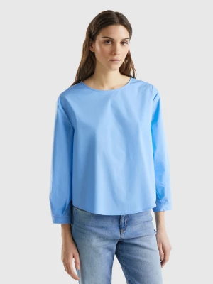 Benetton, Lightweight Cotton Blouse, size XXS, Light Blue, Women United Colors of Benetton
